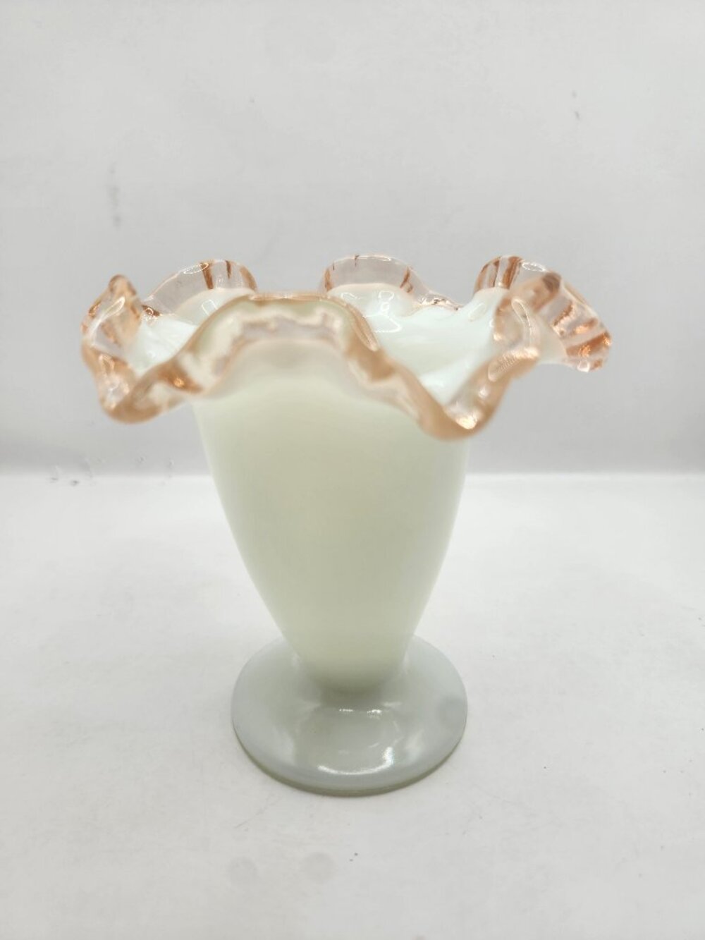 Vintage Fenton Rose Crest Art Glass Trumpet Vase